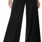 Wide Leg Palazzo Pants for Women - High Waist Casual Beach Lounge Pants Loose Dress Pants Stretchy Trousers