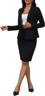 2 Piece Outfits for Women Solid Blazer Jacket Skirts Sets Two Piece Business Formal Suit Sets - Image 2