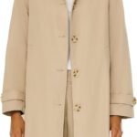 Women Single Breasted Trench Coat Mid Long Classic Lapel Windproof Slim Outerwear Coats