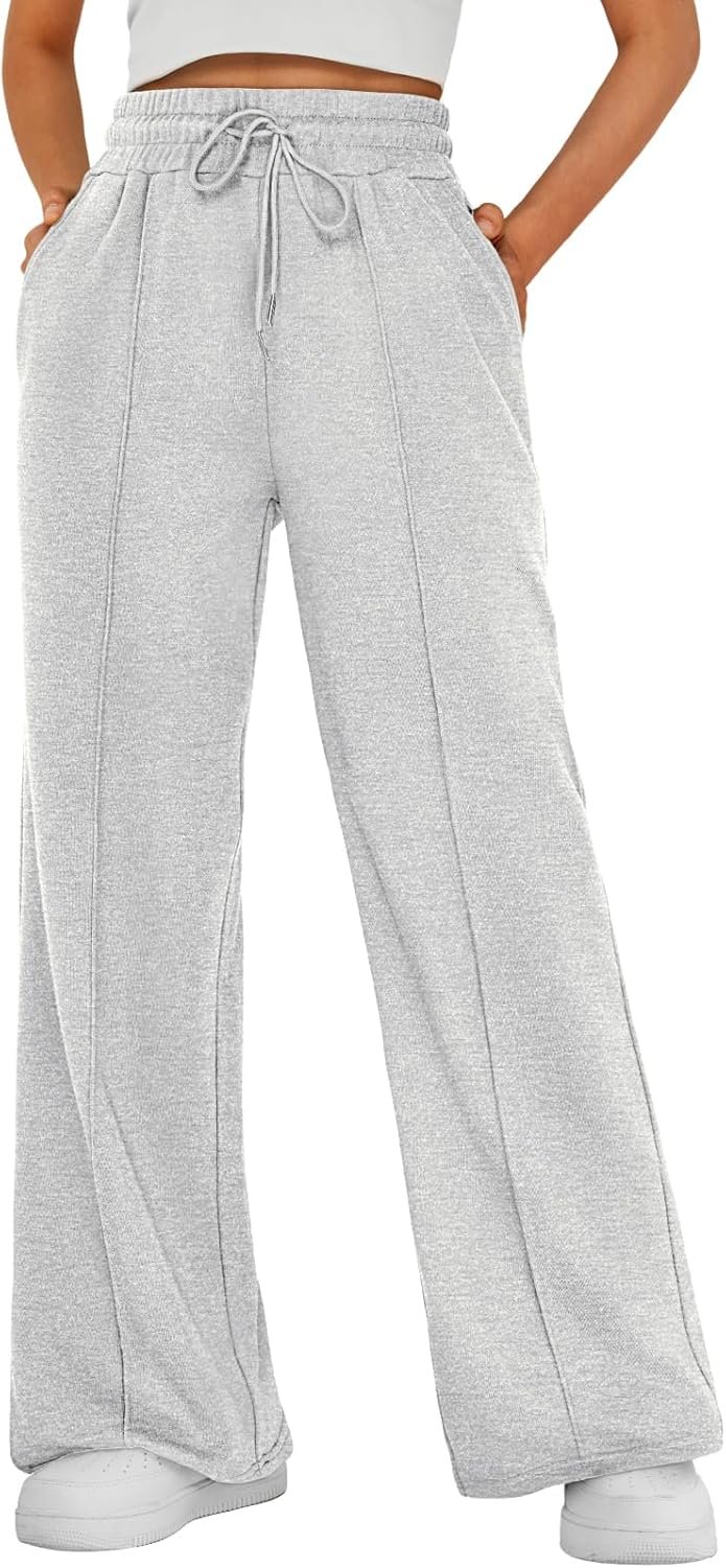 71QO0lU8RL._AC_SL1500_.jpg Women Wide Leg Sweatpants High Waisted Baggy Pants Drawstring Athletic Joggers - Image 1