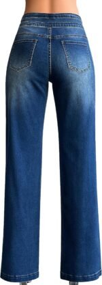 Women Wide Leg Jeans Casual High Waisted Stretch Baggy Loose Denim Pants - Image 2