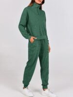 Women 2 Piece Tracksuit Fall Outfits  Long Sleeve Half Zip Sweatshirt Sweatpants Lounge Set Sweatsuits - Image 2