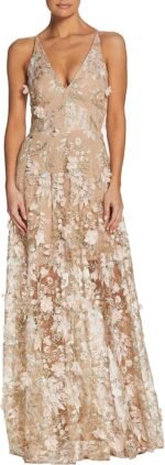 Women  Sleeveless Plunge Neckline Fit and Flare Maxi Dress