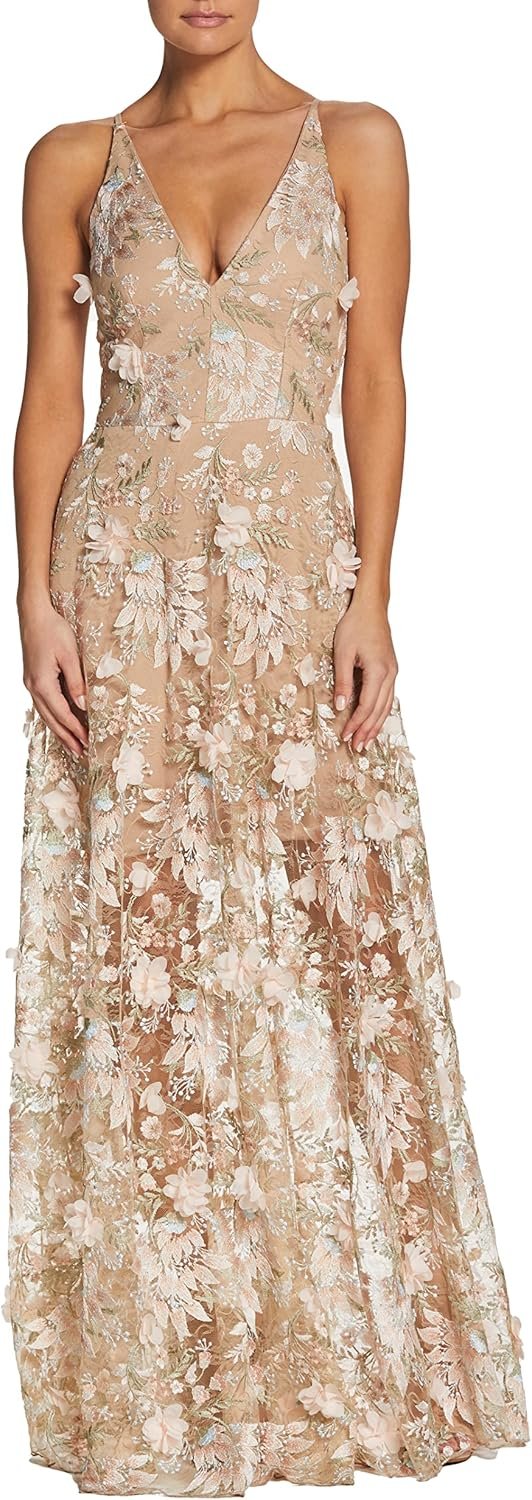 812zd9K2spL._AC_SL1500_.jpg Women Sleeveless Plunge Neckline Fit and Flare Maxi Dress - Image 1